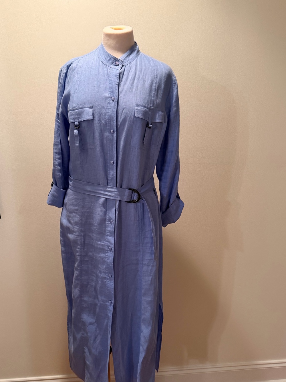 Dana Buchman Light Blue Midi Shirt Dress with Belt